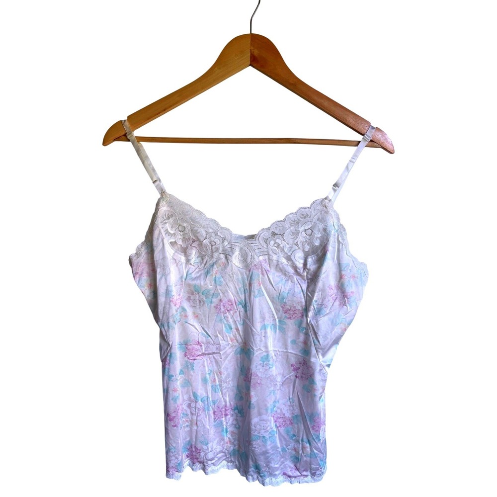 Vtg Vanity Fair Floral Lace Camisole and Half Slip Set White Pastel Size 34 S - Picture 2 of 13